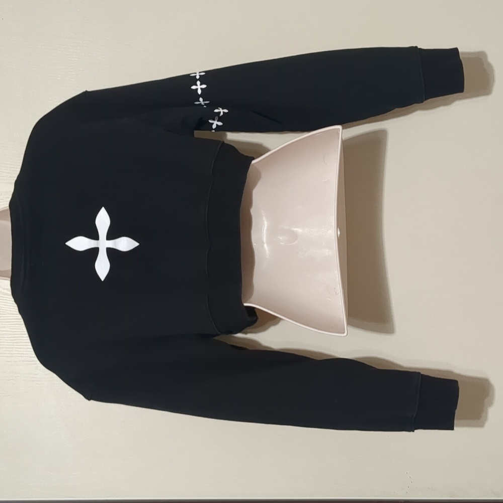 SMFK cross logo Black sweatshirt Size Small - Picture 2 of 7